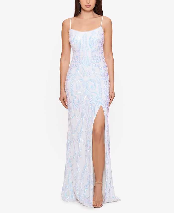 Vestido de festa feminino Betsy &amp; Adam com lantejoulas, branco, tamanho 6