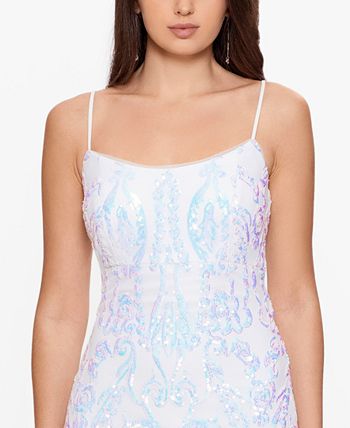 Vestido de festa feminino Betsy &amp; Adam com lantejoulas, branco, tamanho 8