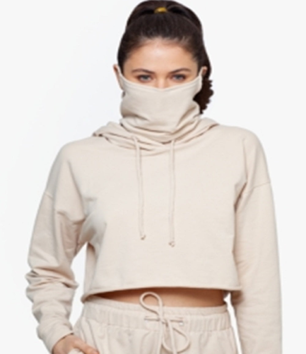 Moletom com capuz feminino Betsy &amp; Adam Cropped Cozy, marrom, tamanho pequeno