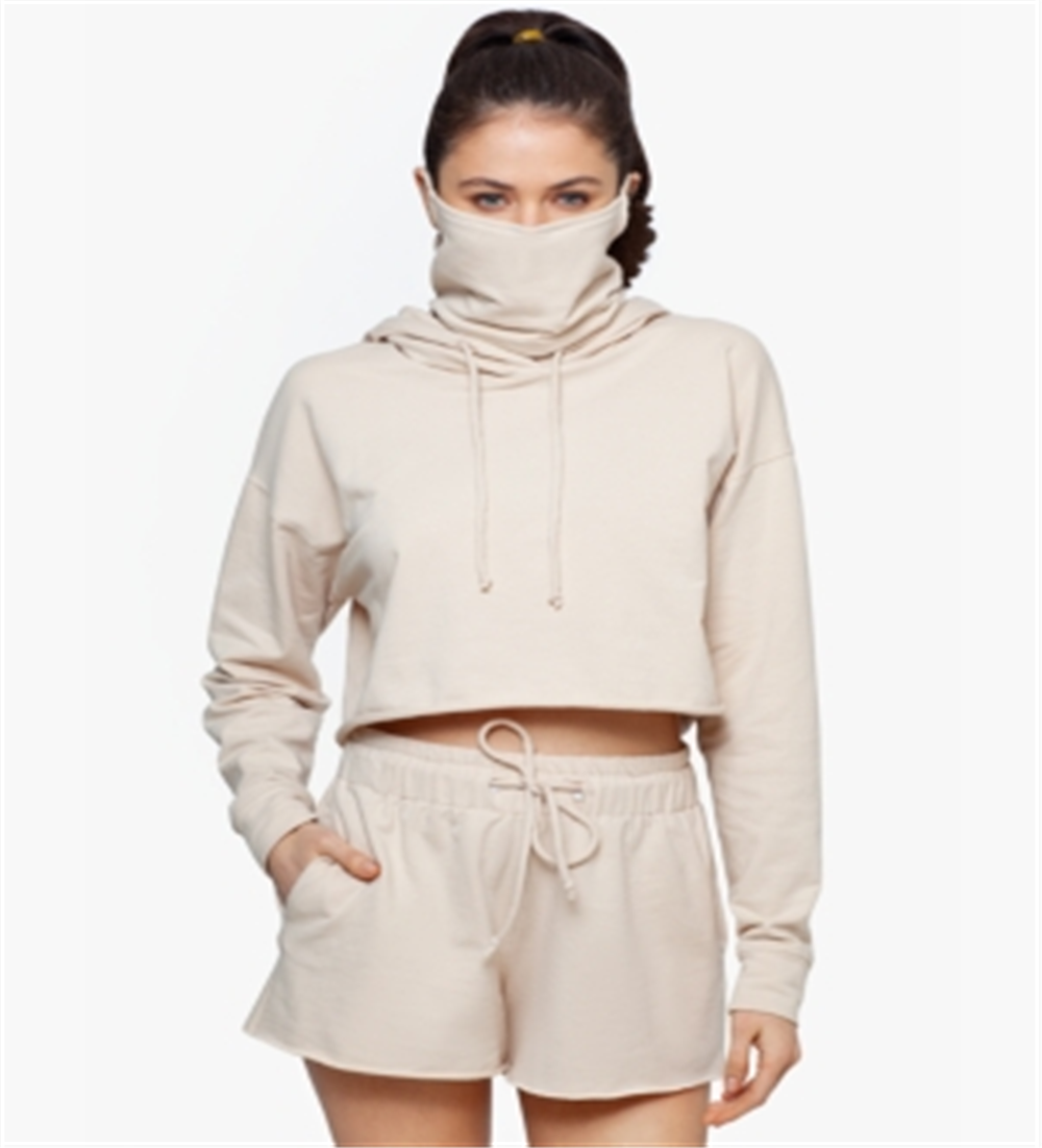 Moletom com capuz feminino Betsy &amp; Adam Cropped Cozy, marrom, tamanho pequeno