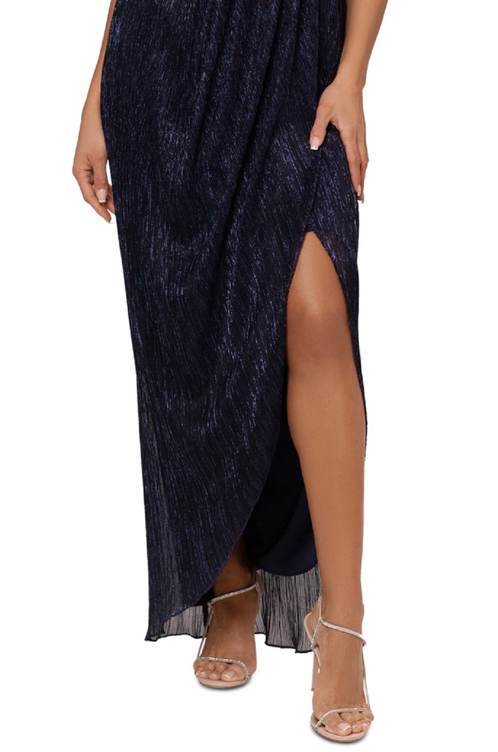 Vestido feminino Betsy &amp; Adam com saia tulipa metálica, azul, tamanho 10