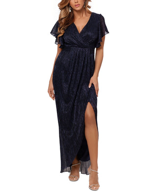 Betsy & Adam Women's Metallic Tulip Skirt Gown Blue Size 10