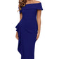 Vestido feminino Betsy &amp; Adam com babados e ombros de fora, azul, tamanho 10