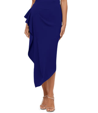 Vestido feminino Betsy &amp; Adam com babados e ombros de fora, azul, tamanho 10
