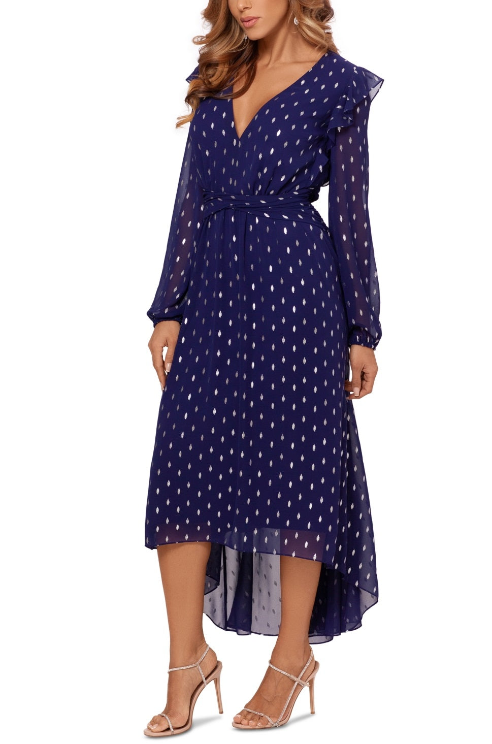 Vestido midi feminino Betsy &amp; Adam com bolinhas, roxo, tamanho 6