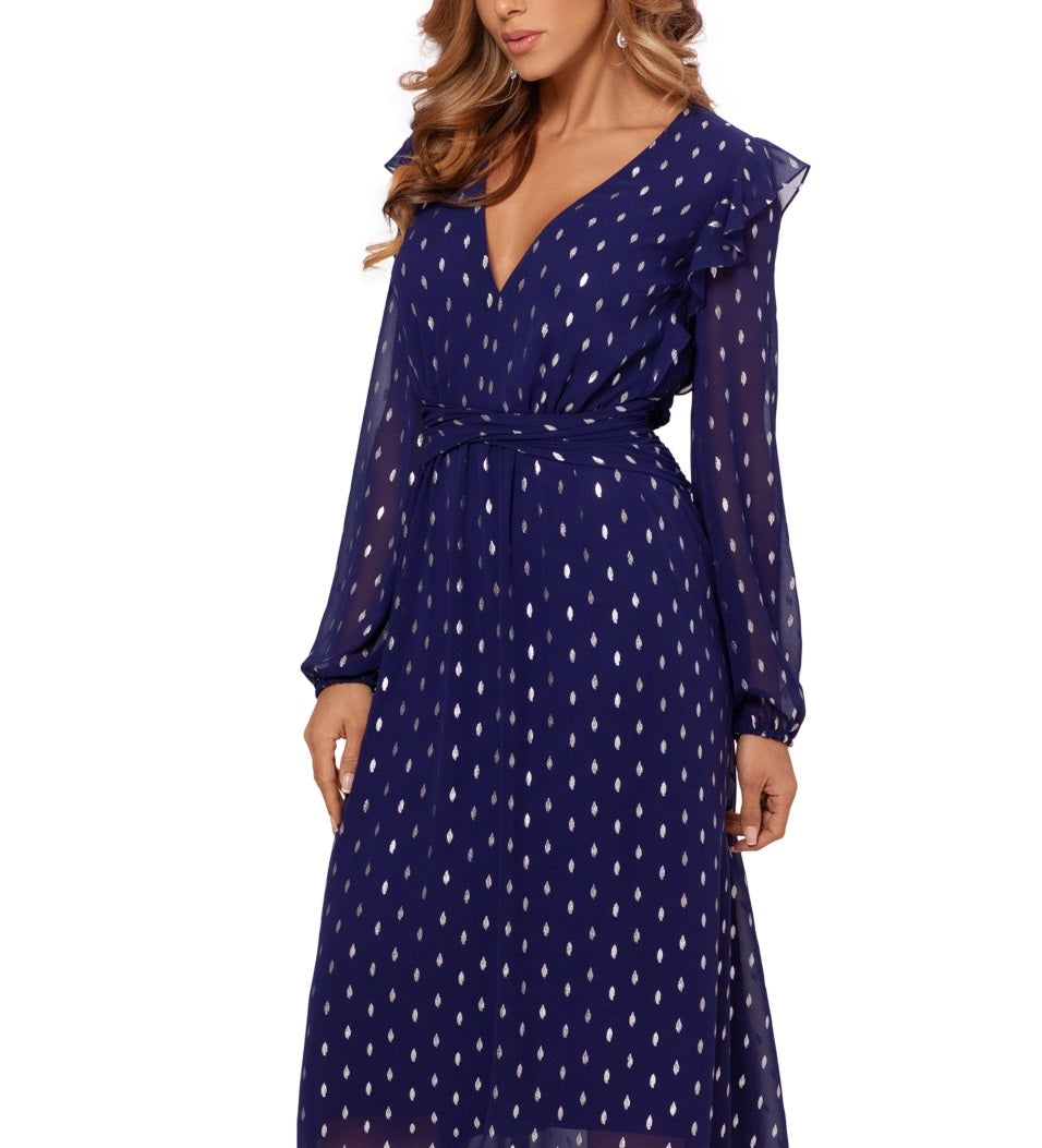 Vestido midi feminino Betsy &amp; Adam com bolinhas, roxo, tamanho 6