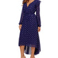 Vestido midi feminino Betsy &amp; Adam com bolinhas, azul, tamanho 8