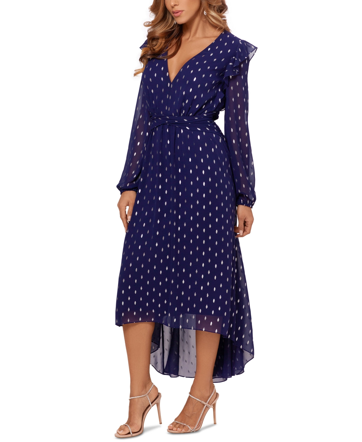 Vestido midi feminino Betsy &amp; Adam com bolinhas, azul, tamanho 8