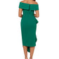 Vestido Betsy &amp; Adam Feminino Ombro a Ombro com Babados Verde Tamanho 10