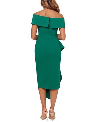 Vestido Betsy &amp; Adam Feminino Ombro a Ombro com Babados Verde Tamanho 10