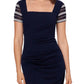 Vestido feminino Betsy &amp; Adam com decote quadrado e detalhes em azul, tamanho 12