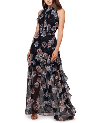 Vestido de festa feminino Betsy &amp; Adam com babados e alças finas, preto, tamanho 4