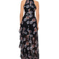 Vestido de festa feminino Betsy &amp; Adam com babados e alças finas, preto, tamanho 10