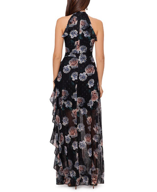 Vestido de festa feminino Betsy &amp; Adam com babados e alças finas, preto, tamanho 10