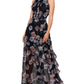 Vestido de festa feminino Betsy &amp; Adam com babados e alças finas, preto, tamanho 10
