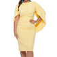Vestido de capa franzido feminino Betsy &amp; Adam, amarelo, tamanho 18W
