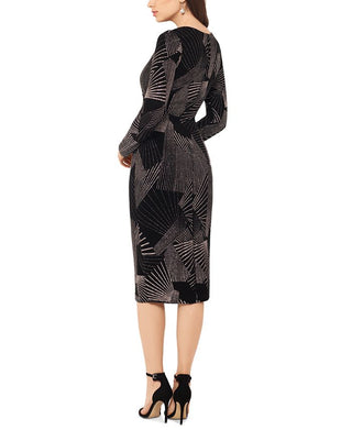 Vestido tubinho estampado feminino Betsy &amp; Adam, preto, tamanho 2, pequeno