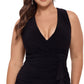 Vestido feminino Betsy &amp; Adam com decote em V, preto, tamanho 16