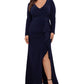Vestido Betsy &amp; Adam Feminino Decote V Com Máscara Combinando Azul Tamanho Pequeno Pequeno