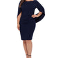 Vestido justo feminino Betsy &amp; Adam com costas drapeadas, azul, tamanho 14W