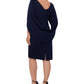 Vestido justo feminino Betsy &amp; Adam com costas drapeadas, azul, tamanho 14W