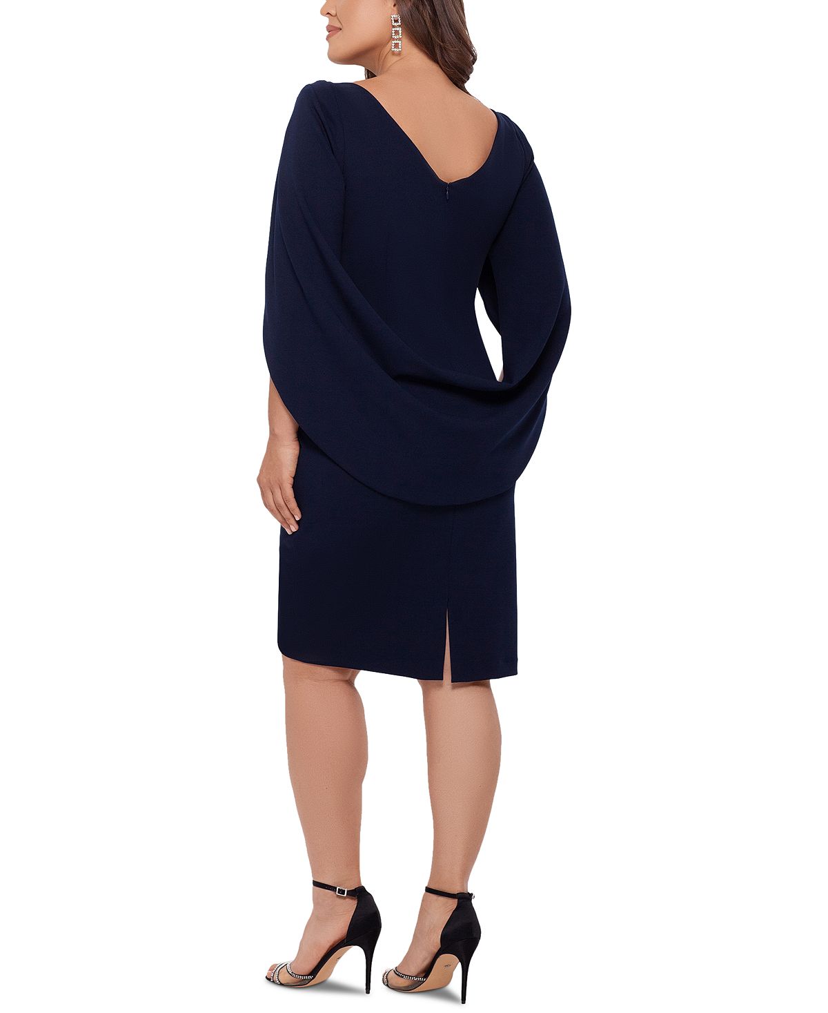 Vestido justo feminino Betsy &amp; Adam com costas drapeadas, azul, tamanho 14W