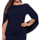 Vestido justo feminino Betsy &amp; Adam com costas drapeadas, azul, tamanho 14W