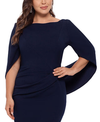 Vestido justo feminino Betsy &amp; Adam com costas drapeadas, azul, tamanho 14W