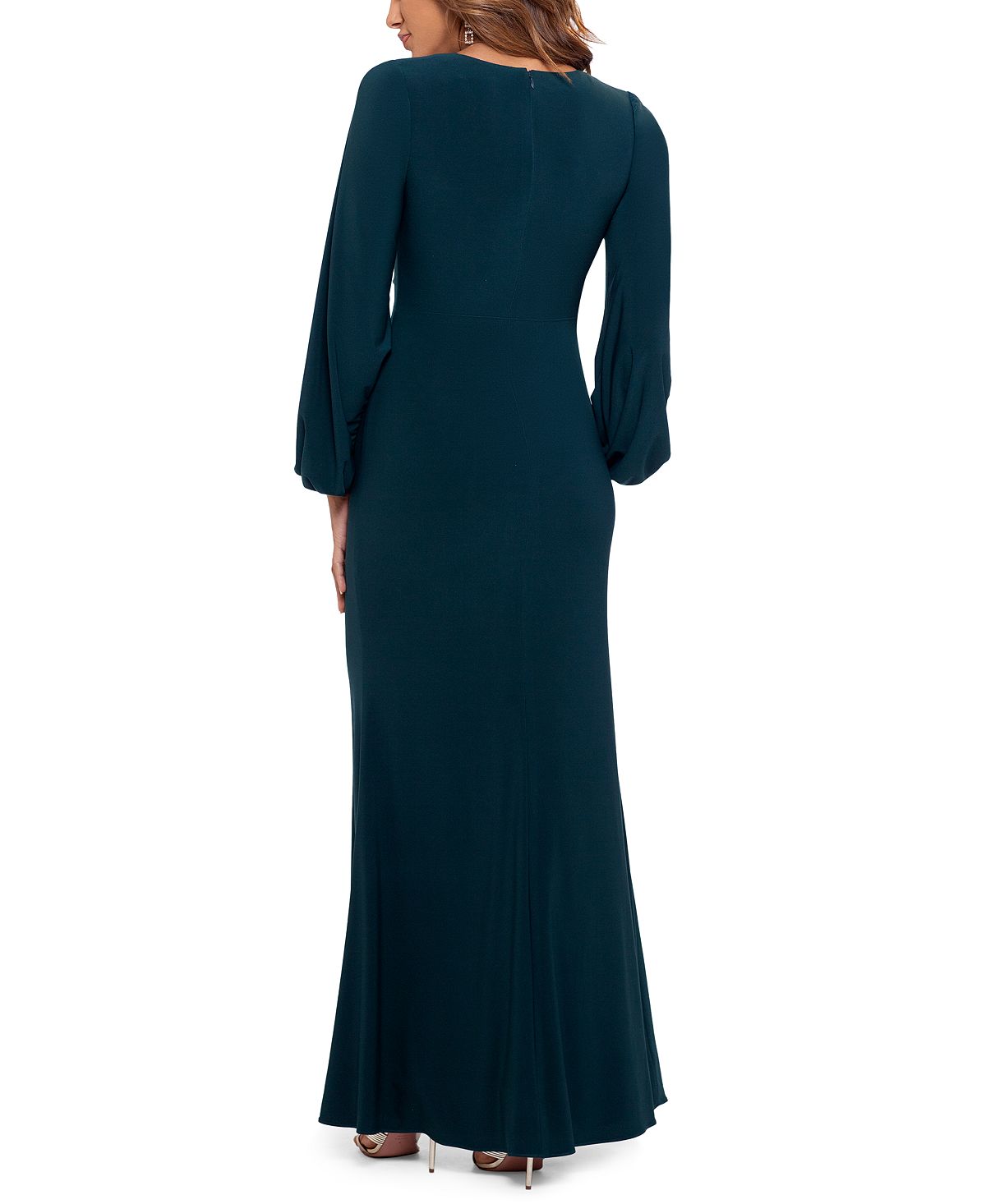 Vestido drapeado com decote em V Betsy &amp; Adam feminino, verde, tamanho 4