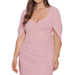 Vestido tubinho Betsy &amp; Adam feminino com decote drapeado nas costas, rosa, tamanho 16W