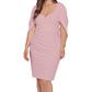 Vestido de coquetel curto Betsy &amp; Adam feminino, sem mangas, elástico, decote coração, comprimento até o joelho, rosa, tamanho 22W