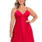 Vestido feminino Betsy &amp; Adam com decote em V, vermelho, tamanho grande