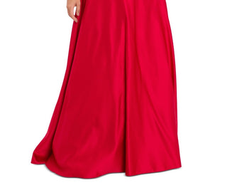 Vestido feminino Betsy &amp; Adam com decote em V, vermelho, tamanho grande