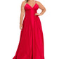 Vestido feminino Betsy &amp; Adam com decote em V, vermelho, tamanho 16W