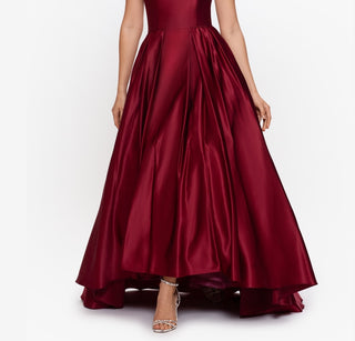 Vestido longo sem alças Betsy &amp; Adam feminino, vermelho, tamanho 0, pequeno