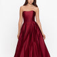 Vestido longo sem alças Betsy &amp; Adam feminino, vermelho, tamanho 4, pequeno