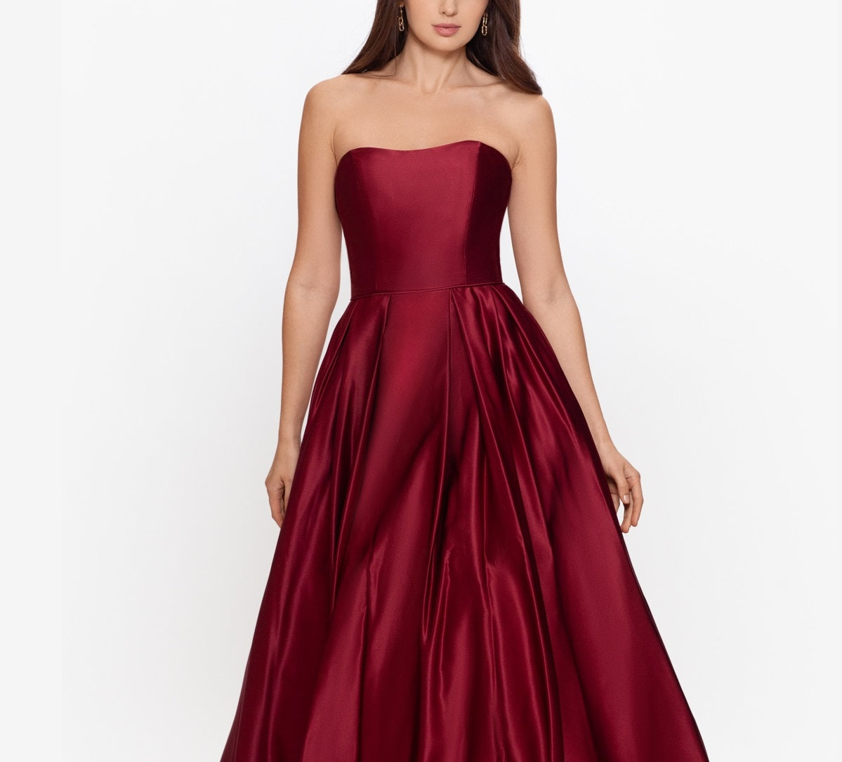 Vestido longo sem alças Betsy &amp; Adam feminino, vermelho, tamanho 4, pequeno