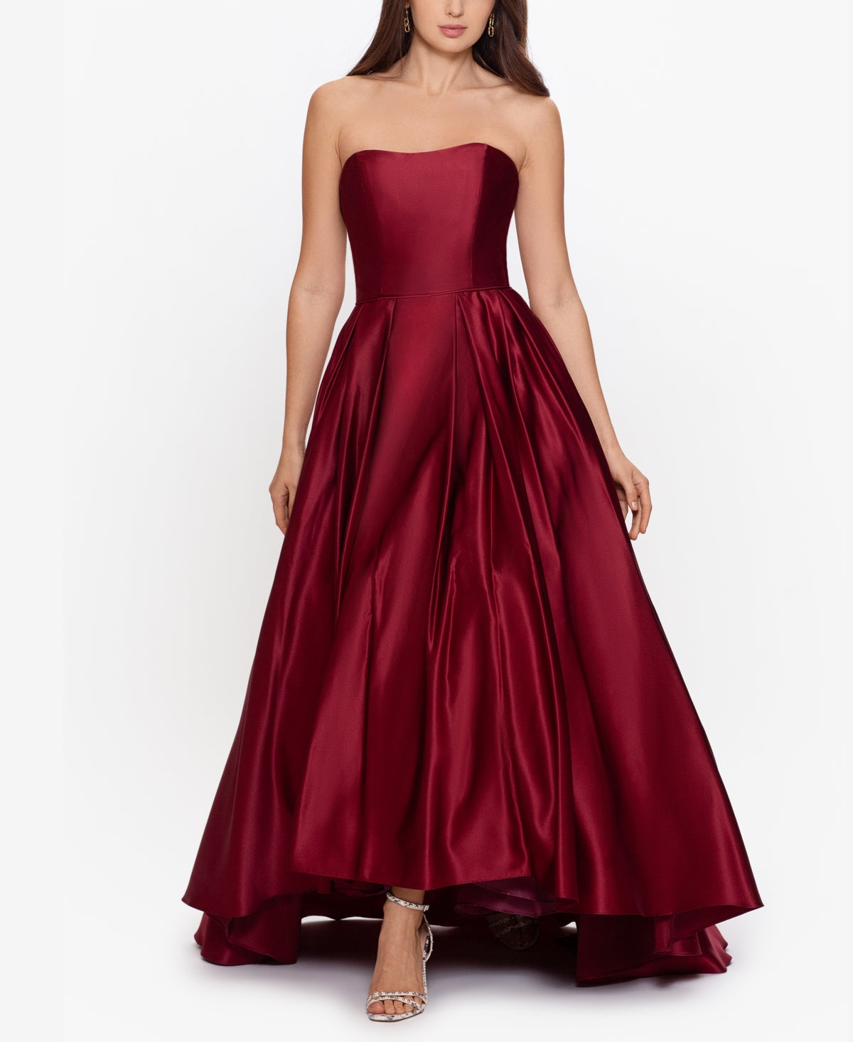 Vestido longo sem alças Betsy &amp; Adam feminino roxo tamanho 8 pequeno