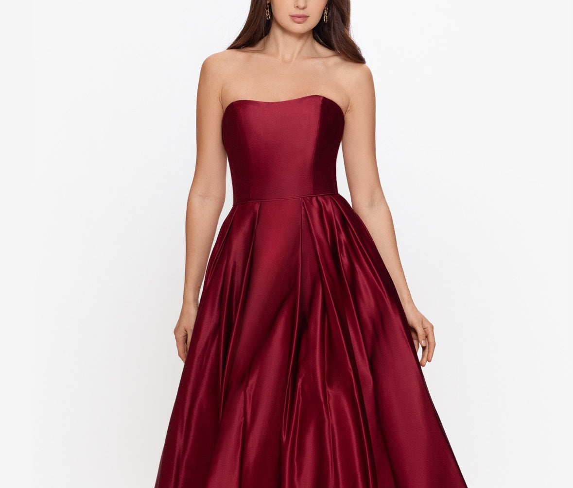 Vestido longo sem alças Betsy &amp; Adam feminino roxo tamanho 8 pequeno