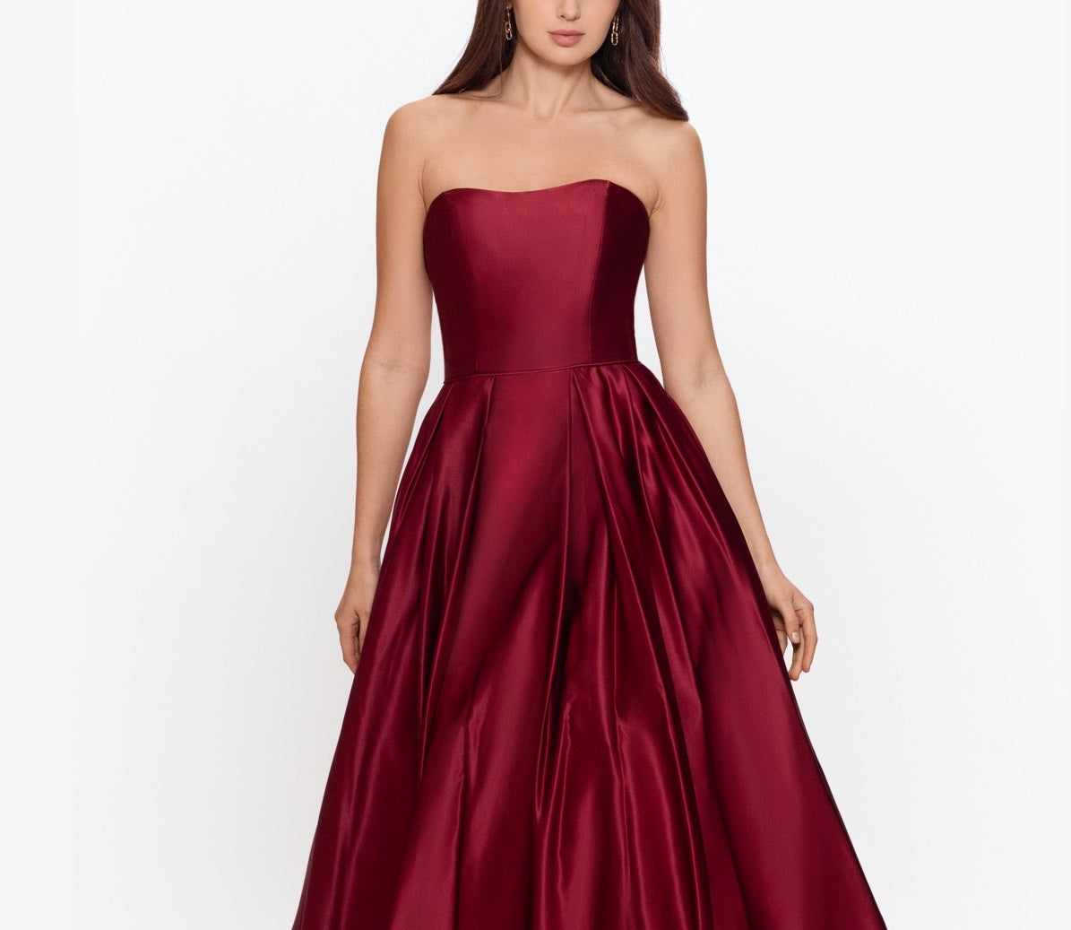 Vestido longo sem alças Betsy &amp; Adam feminino, vermelho, tamanho 10, pequeno