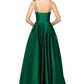 Vestido de baile de cetim feminino Betsy &amp; Adam, verde, tamanho 4