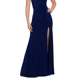 Vestido feminino franzido Betsy &amp; Adam, azul, tamanho 4