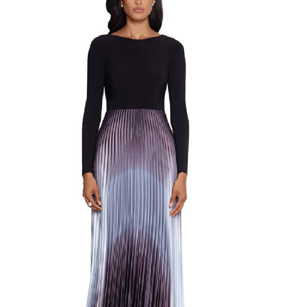 Vestido plissado com decote em V Betsy &amp; Adam para mulheres, preto, tamanho 4, pequeno