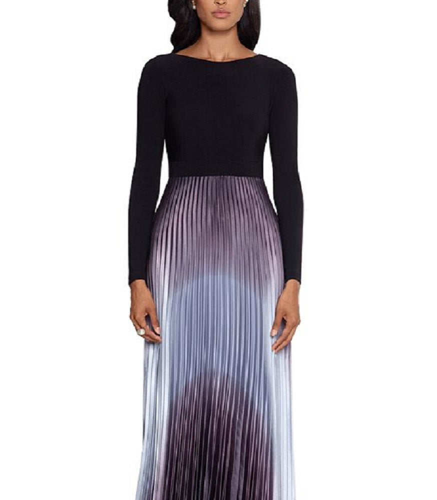 Vestido plissado com decote em V Betsy &amp; Adam para mulheres, preto, tamanho 10, pequeno