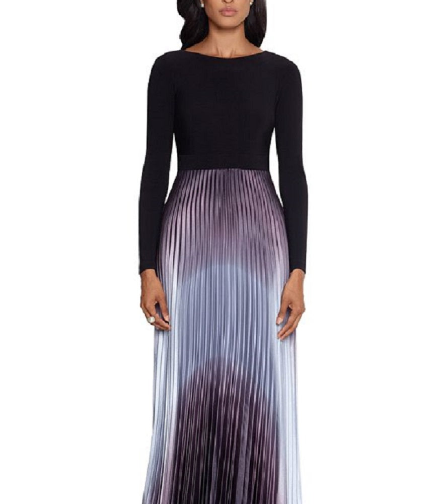 Vestido plissado com decote em V feminino Betsy &amp; Adam, preto, tamanho 14, pequeno