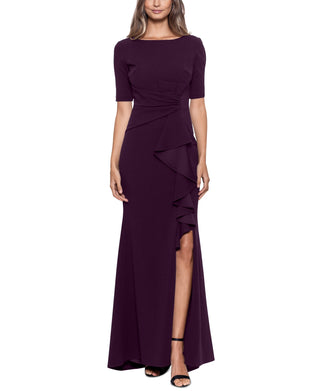 Vestido feminino Betsy &amp; Adam com babados na frente, roxo, tamanho 16