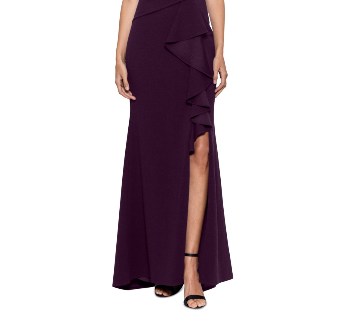 Vestido feminino Betsy &amp; Adam com babados na frente, roxo, tamanho 16