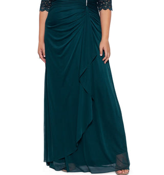 Vestido feminino Betsy &amp; Adam com decote em V, verde, tamanho pequeno e pequeno