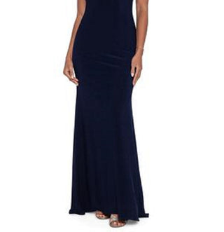 Vestido de festa feminino Betsy &amp; Adam azul com contas, tamanho 14