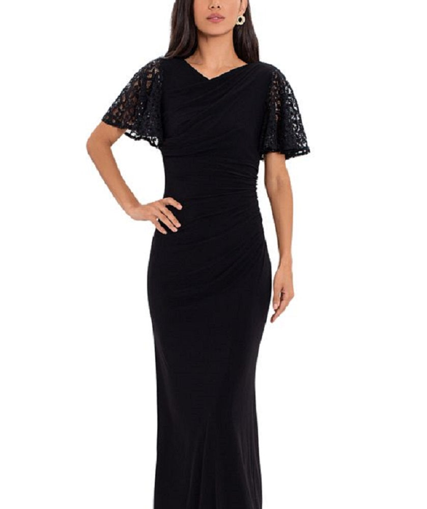 Vestido de renda feminino Betsy &amp; Adam, preto, tamanho 14